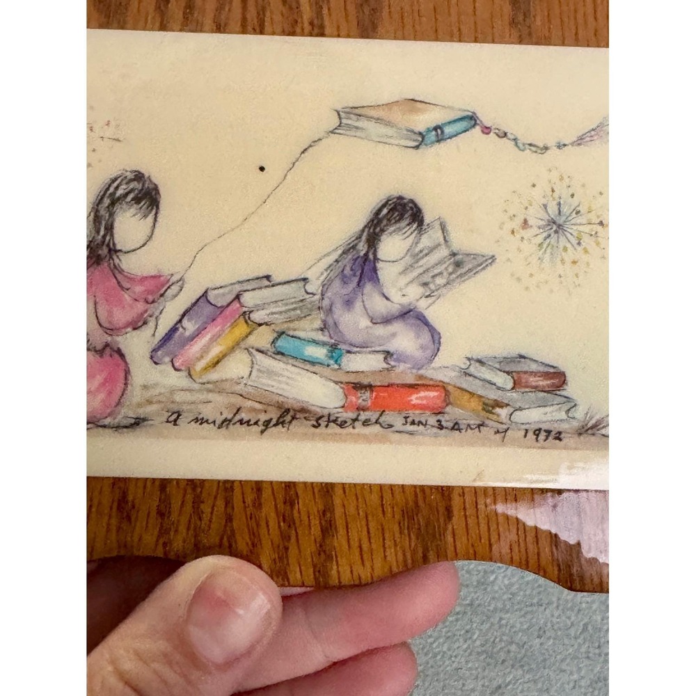 DeGrazia A Midnight Sketch 1972 Wood Mounted Wall Plaque Southwestern Art AZ
